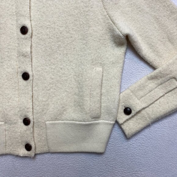 Banana Republic Cardigan Womens M Ivory Wool Blend Collared Sweater - Picture 3 of 10